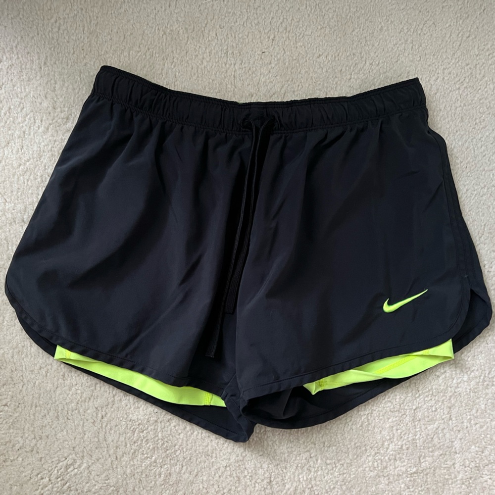 Nike Small Dri-Fit Neon Yellow/Green and Black Shorts